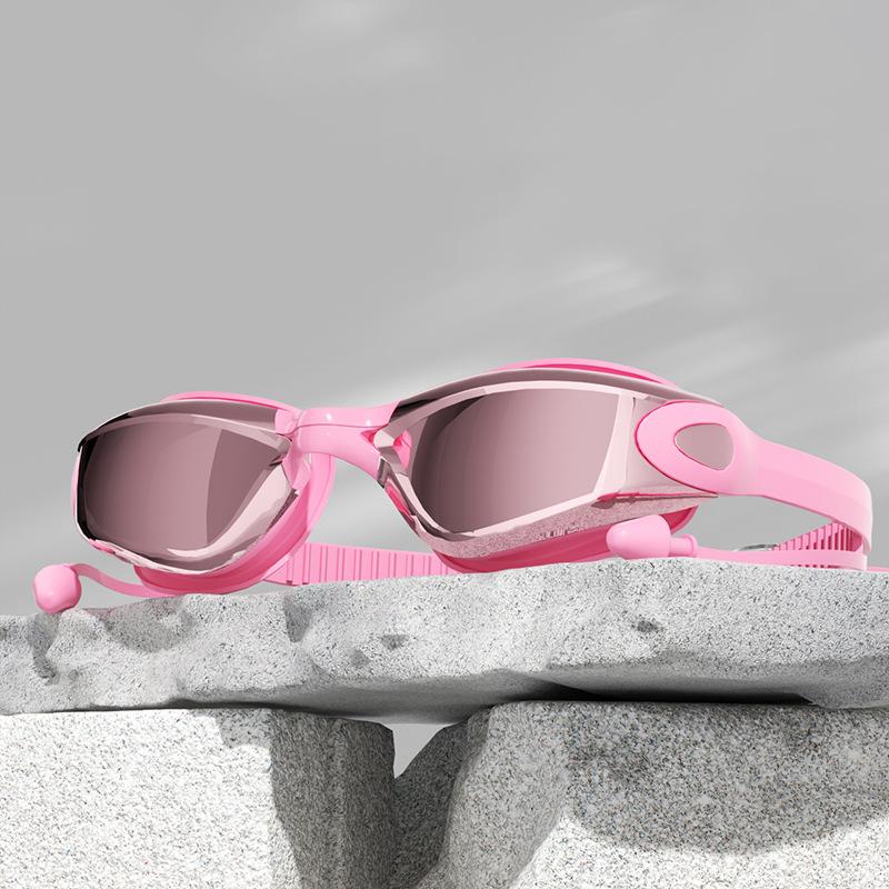 

Профессиональные очки для плавания с берушами для взрослых, противотуманные линзы с защитой от ультрафиолета, для мужчин и женщин, водонепроницаемые, регулируемые, силиконовые очки