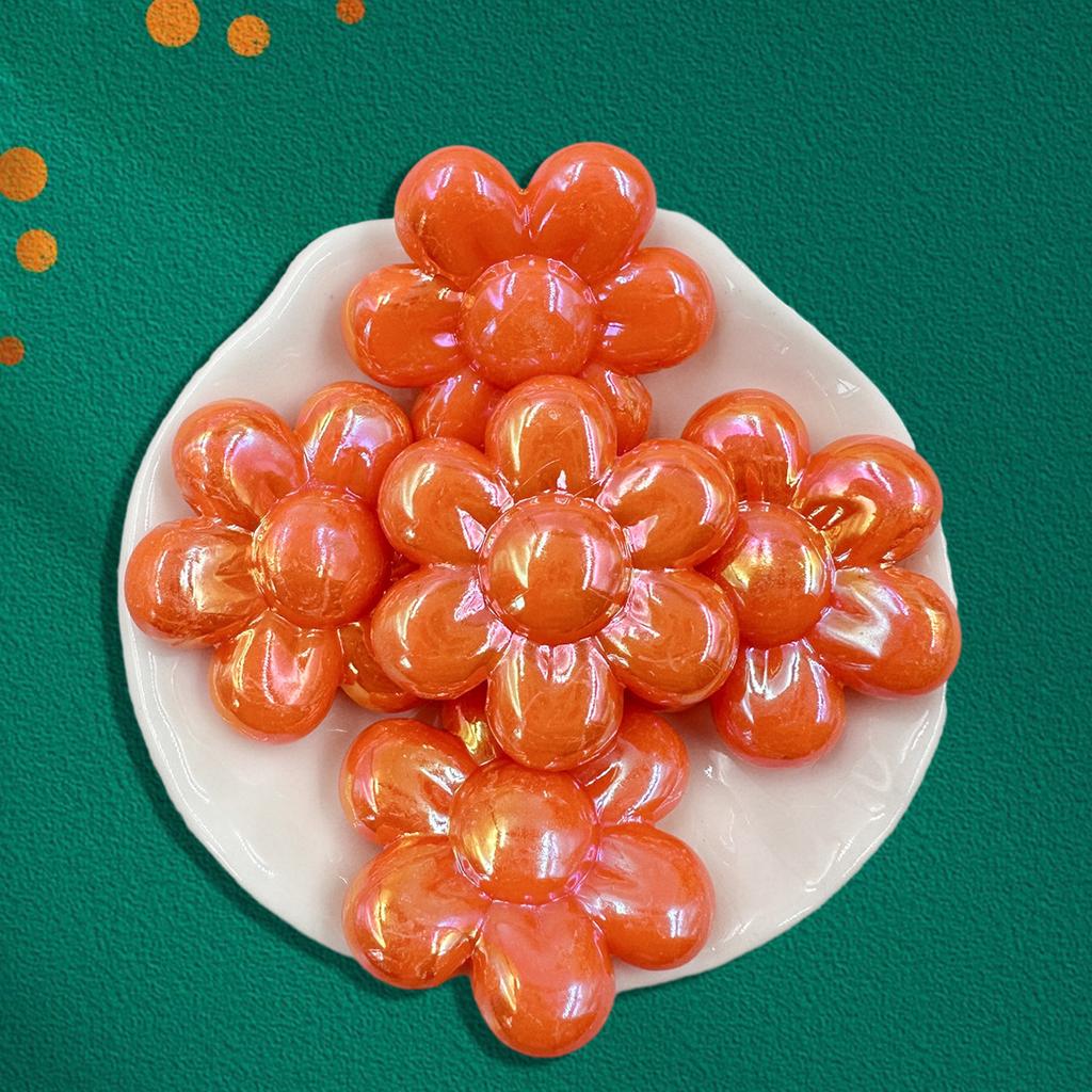 5Pcs 31.3mm Loose Beads Charms DIY Handcrafted Flower Shape Jewelry Accessories Beading Sunflower Beads Acrylic For Jewelry Making With Hole