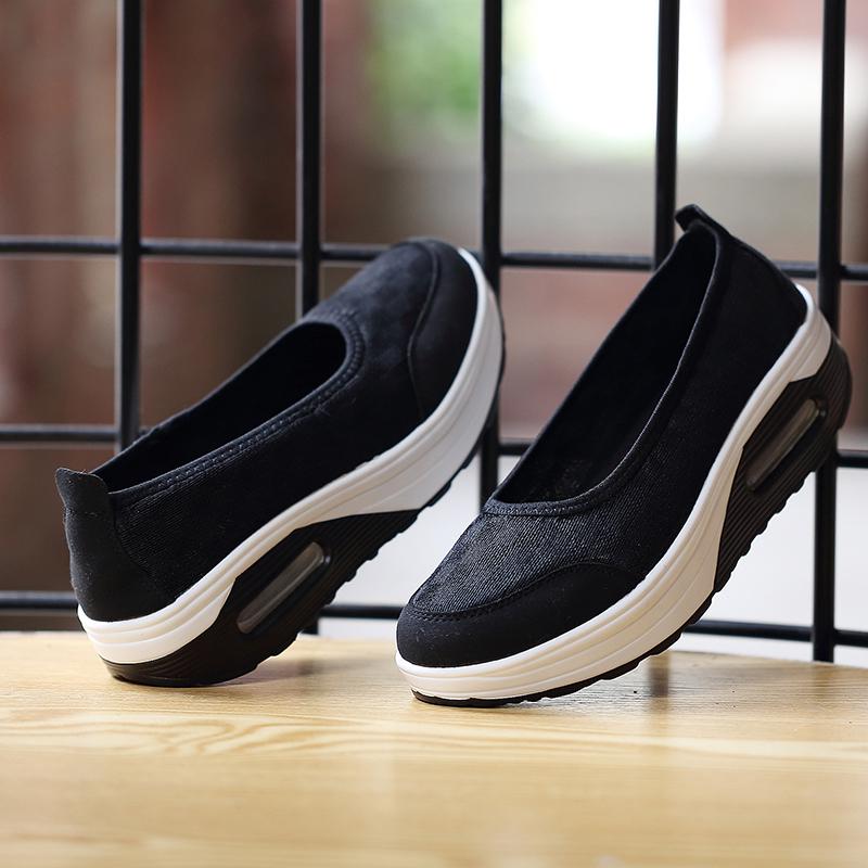 Women Platform Sneakers 2024 New Fashion Womens Casual Office Shoes Wedges Swing Shoes Thick Sole Big Size 42 Nurse Work Shoes