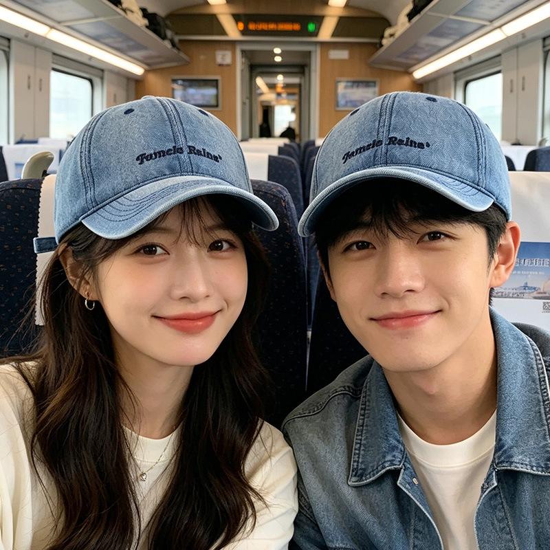 New Denim Letter Embroidery Soft Top Versatile Baseball Cap Men's and Women's Outdoor Sports Versatile Sunshade Cap