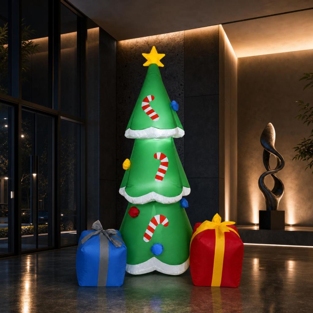 Fabric Inflatable Christmas Tree with Gift Box Decorations Festive 1.8 M