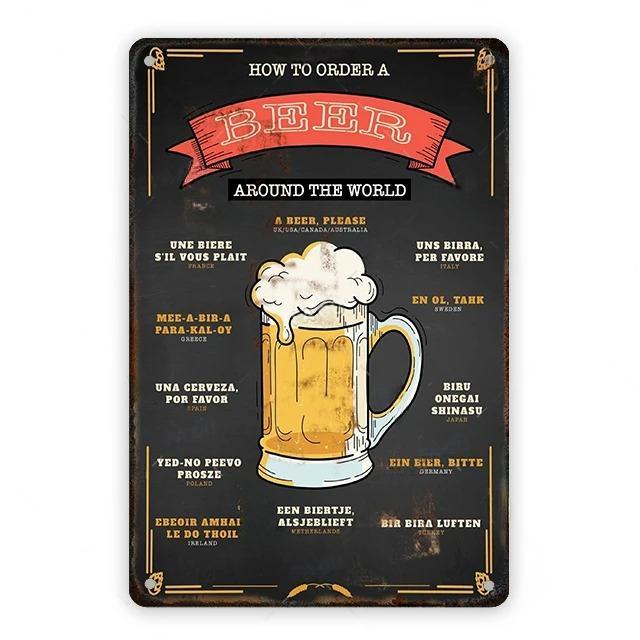 Cold Beer Posters Vintage Metal Tin Signs Drink Retro Bar Club Pub Restaurant Wall Art Decoration Plate