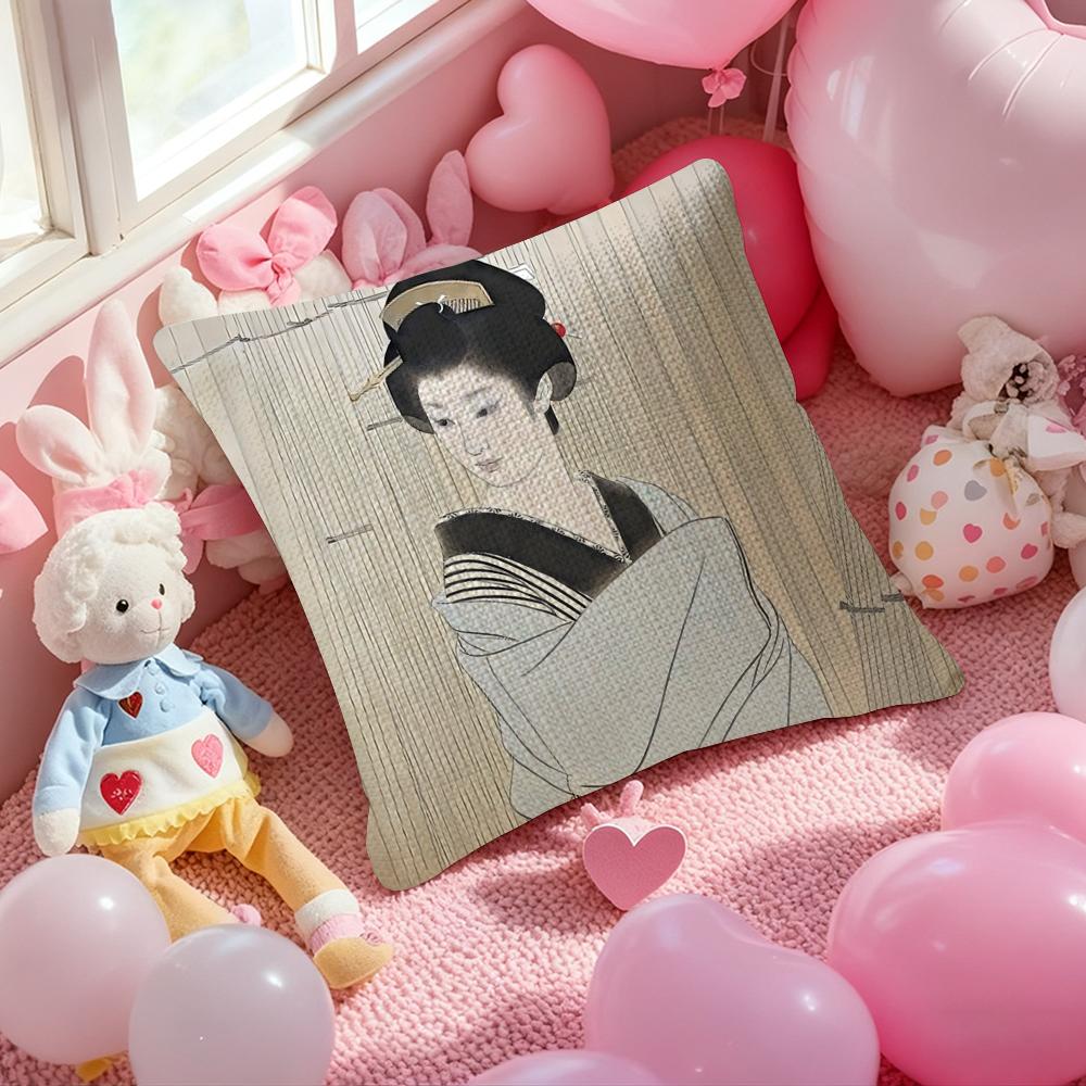 Classic Japanese Lady Pillow Case Anti-Dustmite Pillowcase Invisible Zipper Silky Short Plush Sofa Cushion Cover