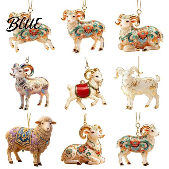 Decorative Acrylic Christmas Tree Decoration 2D Goat Ornament Cute Animal Sheep Hanging Decor for Clear Flame Red Ornament Tree Holiday Party