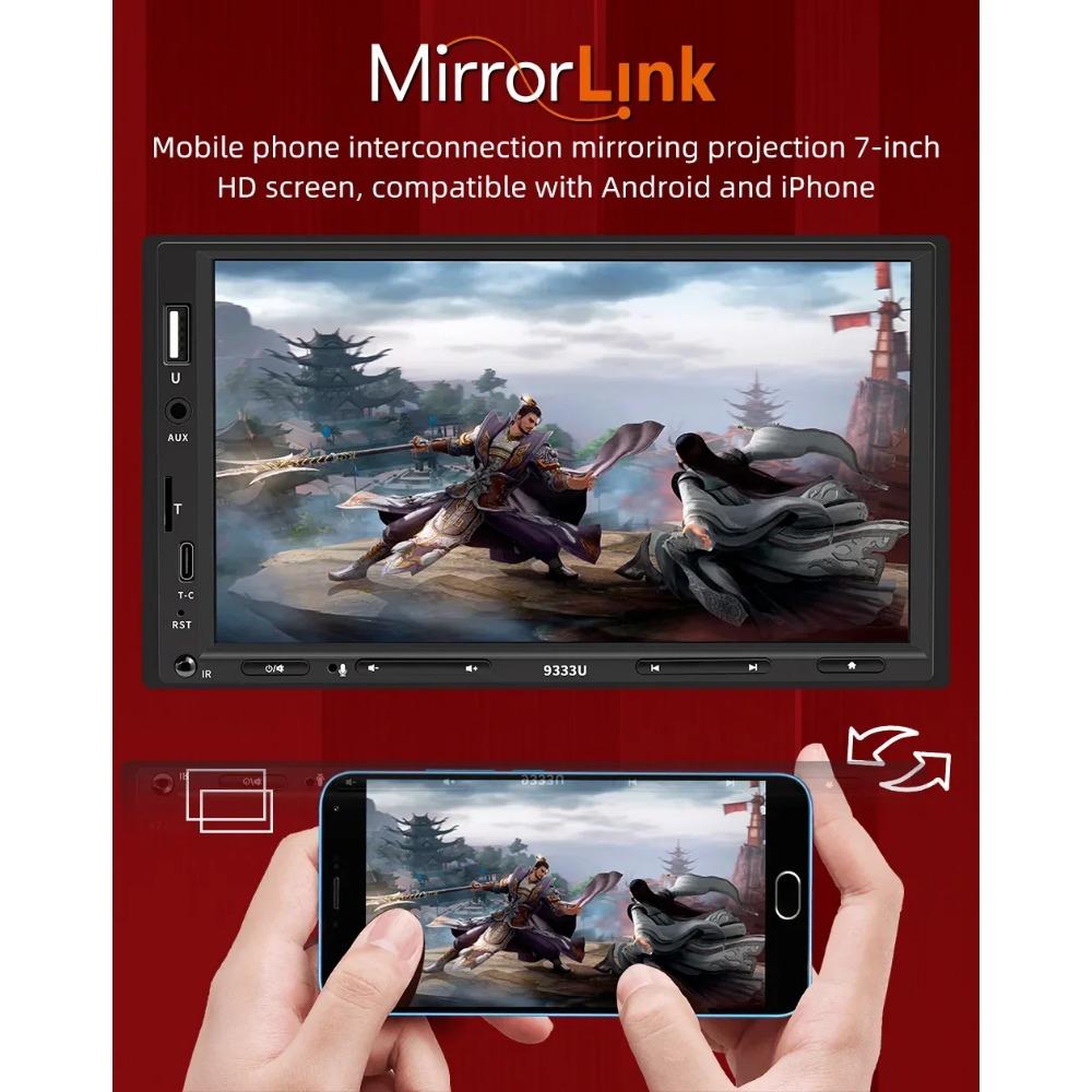 TOYOUSONIC 2 Din Autoradio Car Radio USB TF FM BT Type-C Carplay Android Auto Audio 7 Inch Touch Screen MP5 Multimedia Player