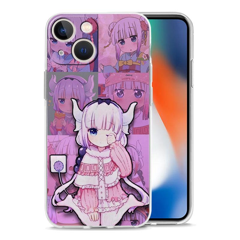 Dragon Maid Anime For iPhone 14 13 11 12 Pro Max X XR XS Phone Case For iPhone 14 7 8 Plus SE Clear Soft Silicone Cover Fundas