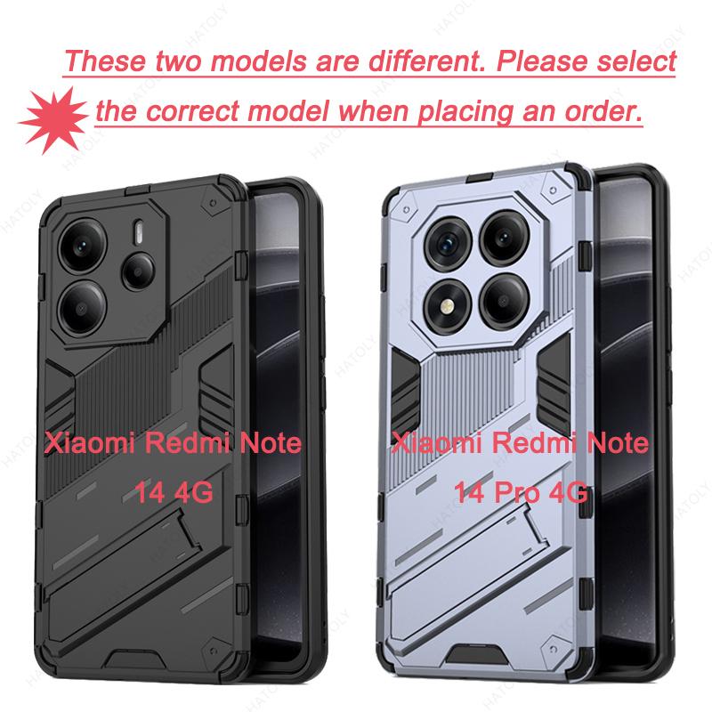 Punk bracket Phone Case For Xiaomi Redmi Note 14 4G Global Case Shockproof For Redmi Note 14 Pro 4G Funda Back Cover