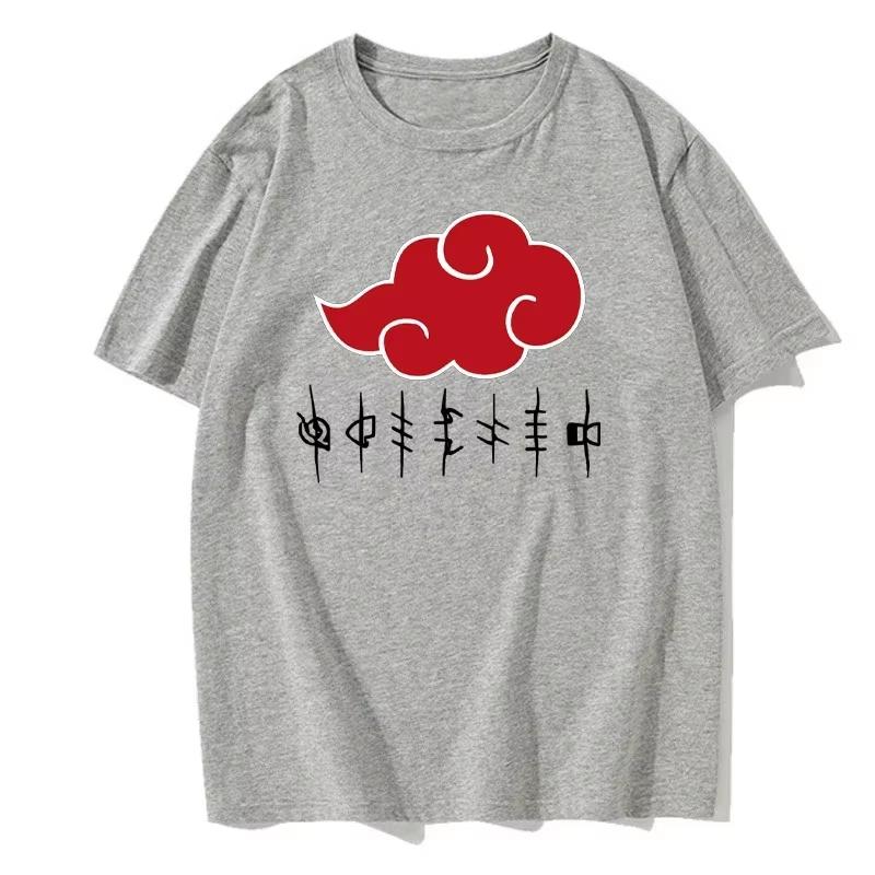 Men Women T Shirt Women Tee Boys Girls Top Adults Children Parent Child Cotton Kid Tshirts Naruto Akatsuki Red Cloud Anime Tee