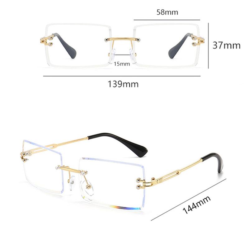 2 Pack Men's Metal Rimless Yuppie Casual Fashion Glasses With Flat Lens, Ideal Choice For Gifts