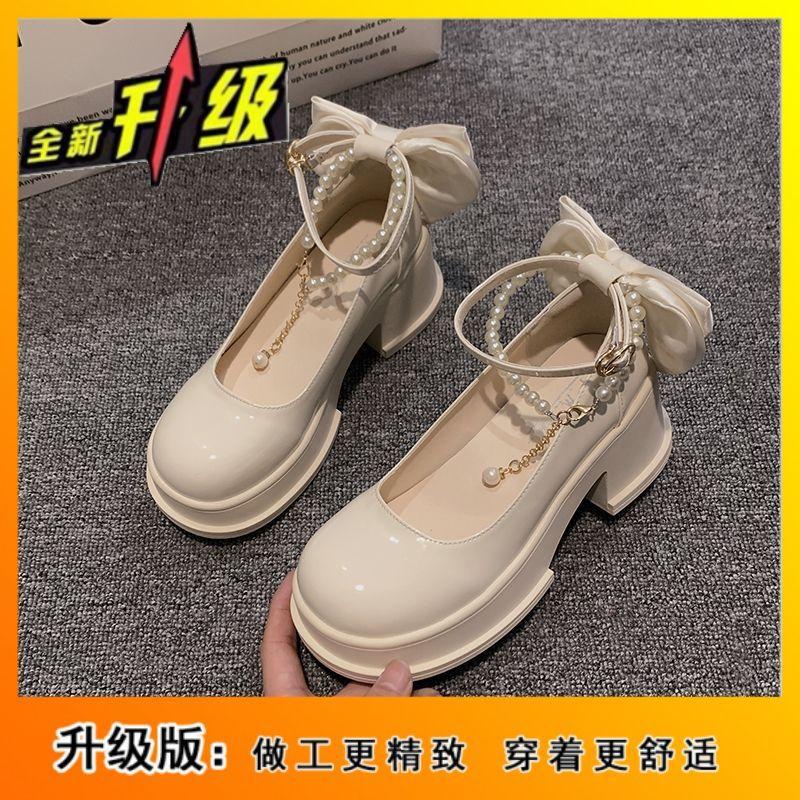 

JK shoes Japanese thick heel white retro Mary Jane shoes high heels platform small leather shoes women s spring single shoes 2024 new 40