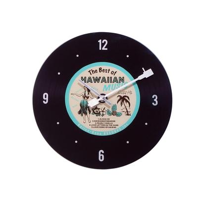 Key Stone Glass Wall Clock Blue Hawaiian Record CL056289