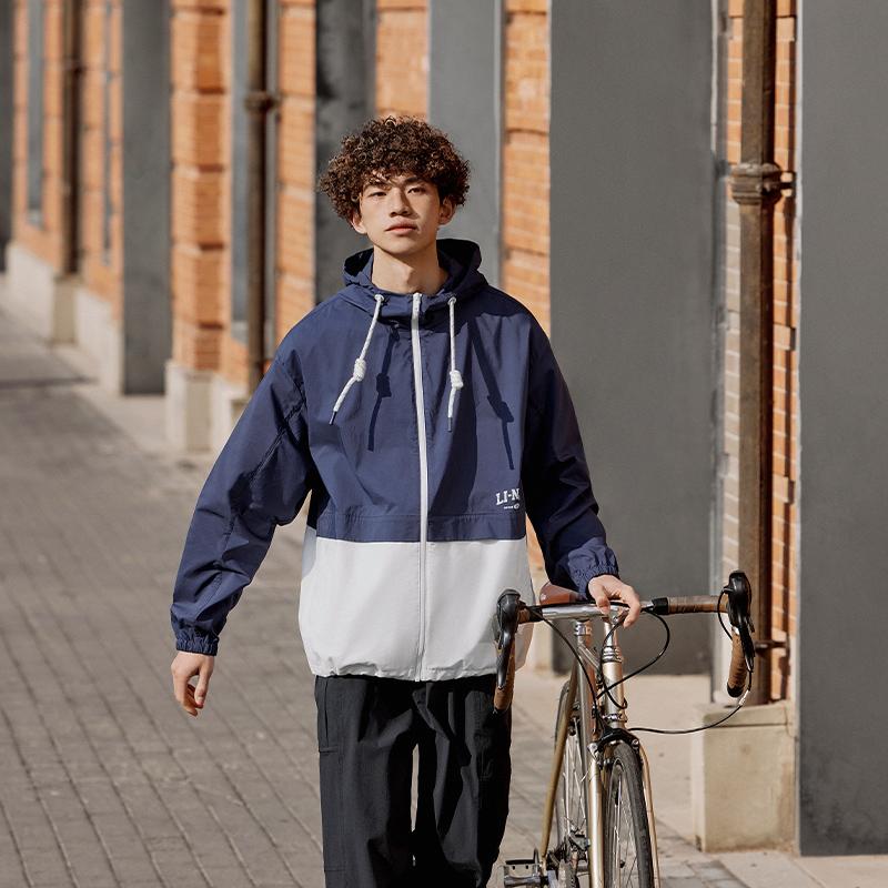 Li Ning Weekend Youth Sports Fashion Collection Trench Coat Men's Dark Ship Blue AFDU697-2