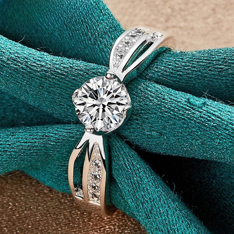 925 Sterling Silver Dazzling Zircon 7-10# Ring for Women Wedding Party Fashion Charm Jewelry