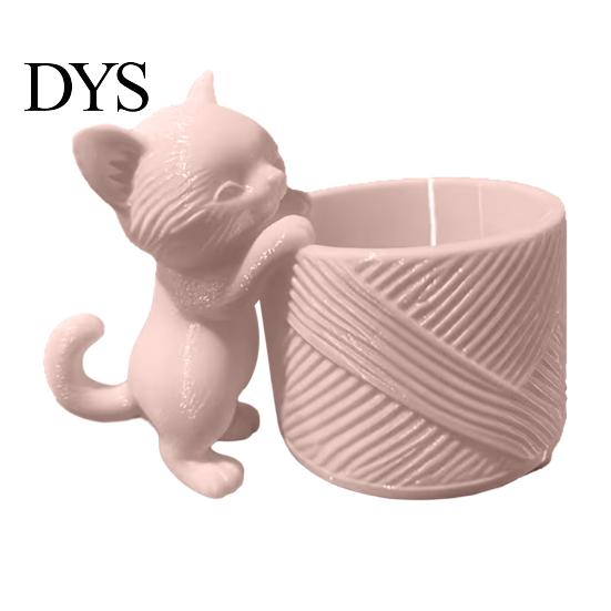 PLA Plastic Succulents Pot 3D Printed Cat Planter, Cute Kitty Flower Pot, Decorative Small Desk Organizer for Stationery Plant Cacti, Home Office