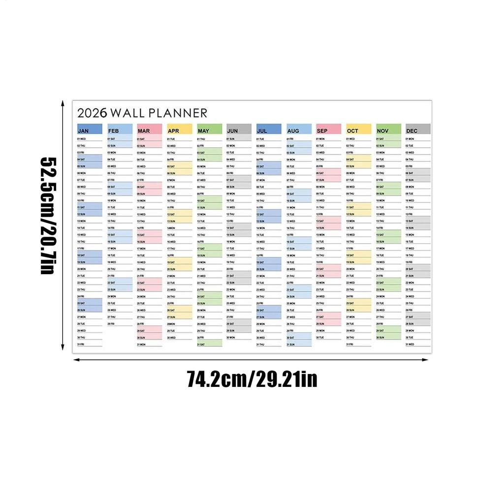 2026 Wall Calendar Yearly Planner Poster Decorative Planning Schedule for Home Office School Living Room 365 Days Large Format