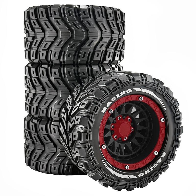 4pcs 90mm Rubber Tires Wheels for MJX 16207/16208 HBX 16889 SCY 16101/16102 Traxxas 1/16 Summit E-Revo ARRMA Mini Kraton