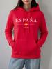 España Spain Flag Printing Hoodies Women Winter Fleece Warm Sweatshirt Basics Pocket Pullover Comfortable Loose Womans Clothes