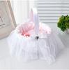 Linen Pearl Flower Basket for Outdoor Wedding - Bridal Handbag or Flower Girl Accessory