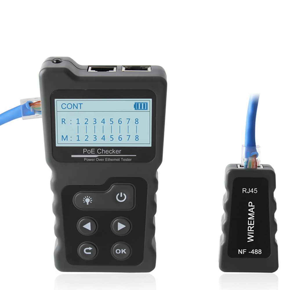 RUKI Cable Checker, LAN Cable Tester, Multi-Function LCD Network Cable Tester, PoE Checker, PoE/Voltage/Current Cable Tester