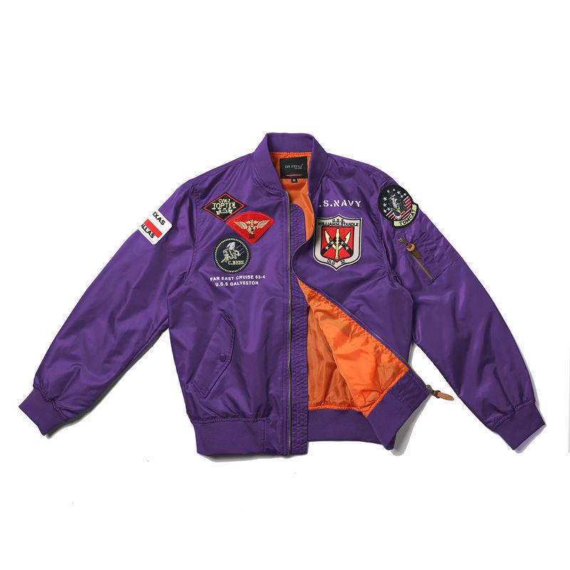 Men s Vintage USA Pilot Baseball Jacket - American Retro Style for Spring/Autumn XXL (around 100kg)