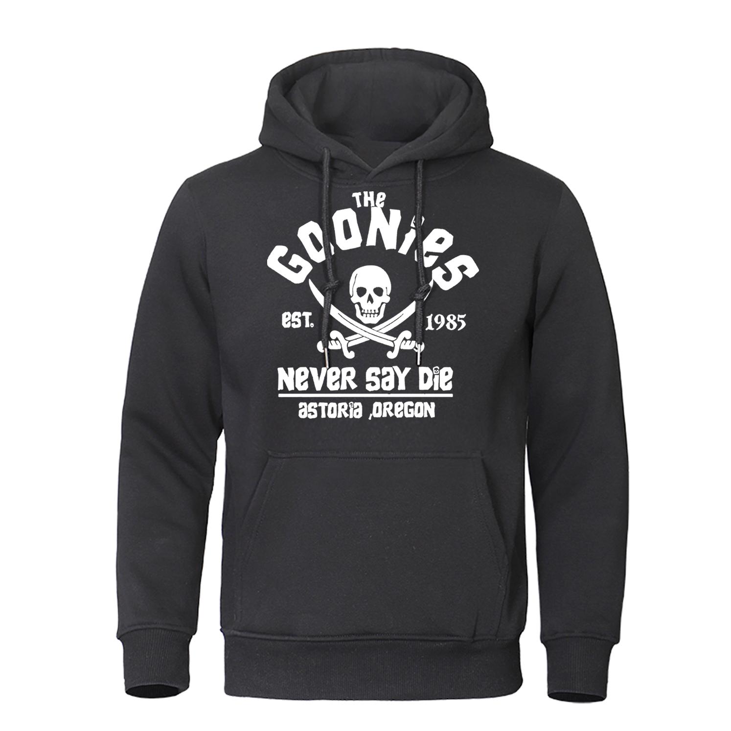 The Goonies Est 1985 Never Say Die Printing Hoodie Men Women Oversize Loose Hoody Fashion Casual Streetwear Fleece Sweatshirt S чёрный