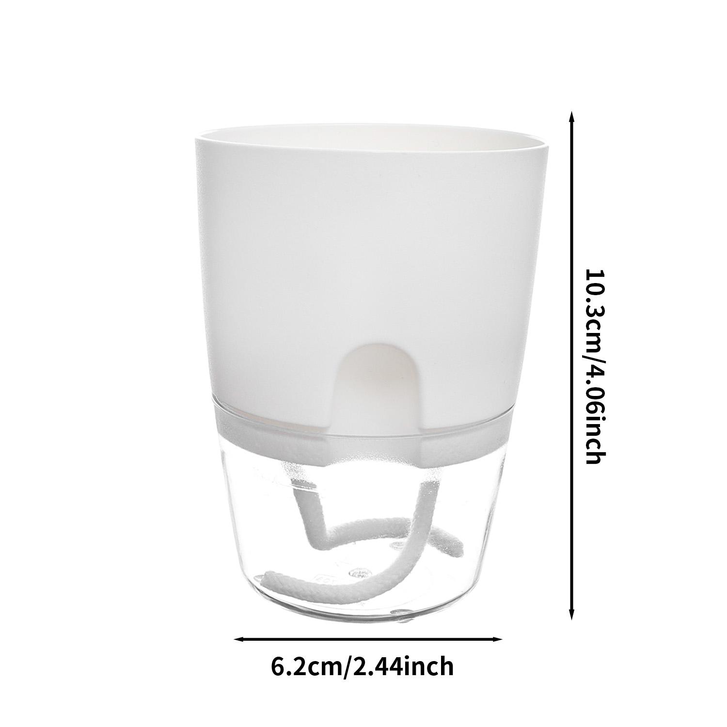 

Transparent Double Layer Plastic Flower Pot Self Watering Flowerpot Cotton Rope Watering Small Plant Pot with Injection Port (White,1PCS) білий