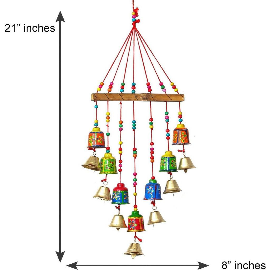 Pièce de décoration suspendue faite à la main pour mur/porte/fenêtre - 54 cm (Laiton, papier mâché, multicolore)