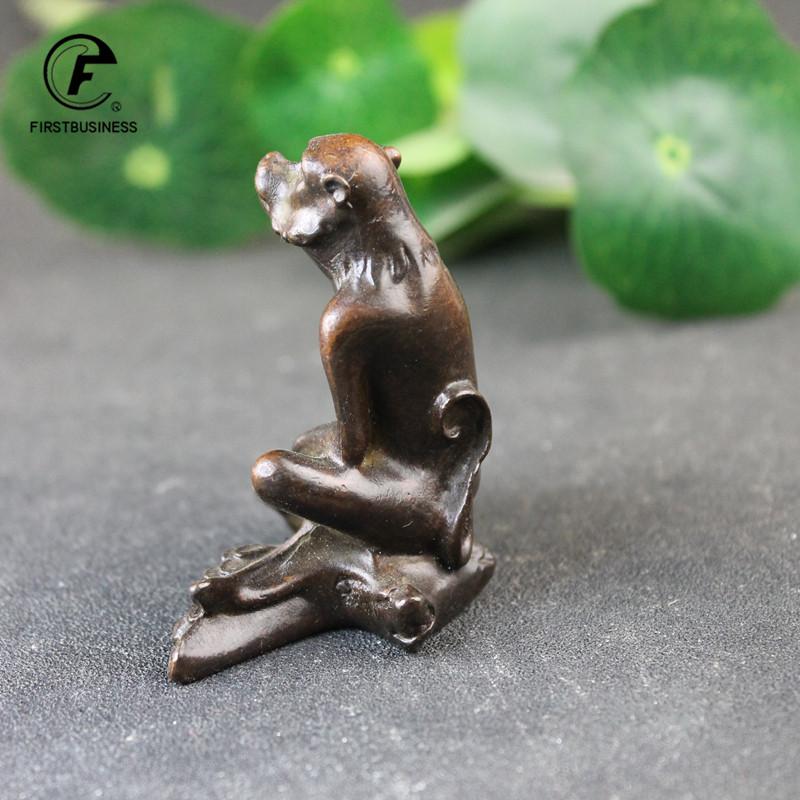 Starožitná měď Velká opice Vtipná figurka Miniatura Pro štěstí Domácí dekorace Řemesla Vintage Zvířecí socha Stolní ozdoby