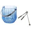 MMmall Acrylic Ice Bucket Set with Tongs and Stirrer Commercial Grade Plastic Lightweight Durable Bar Lounge Nightclub Marine Blue