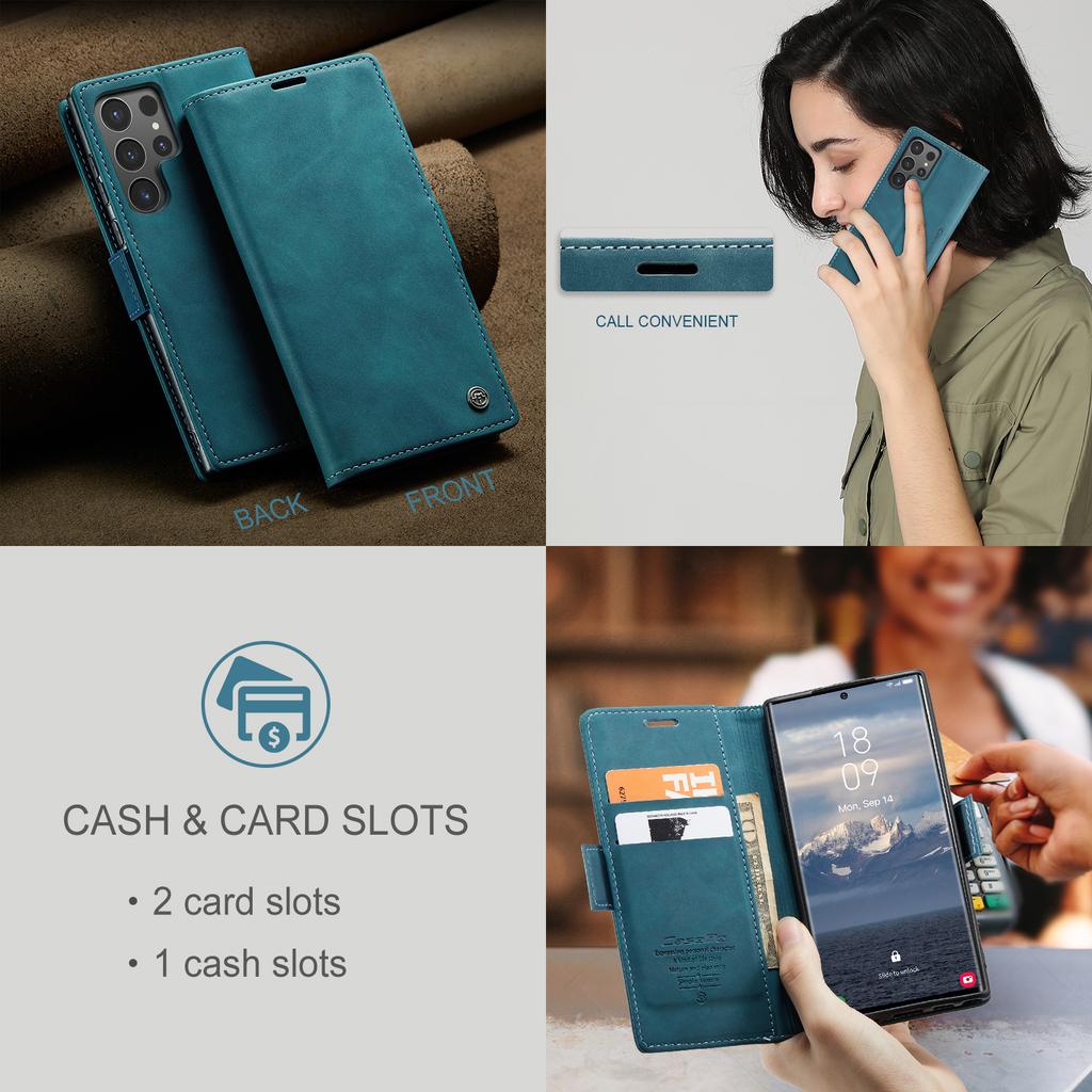 CASEME 013 Series For Samsung Galaxy S25 Ultra Case Card Holder Stand Leather Phone Cover