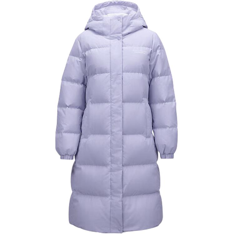 Skechers Windproof Waterproof Oil-Resistant Warm Thick Durable Long Hooded Down Jacket Women outerwear Light-Purple P424W061-047U S