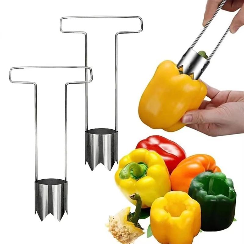 1/2Pcs Kitchen Tools T-Shaped Stainless Steel Corer Fruit Pitter For Olive Date Peach Kitchen Accessories