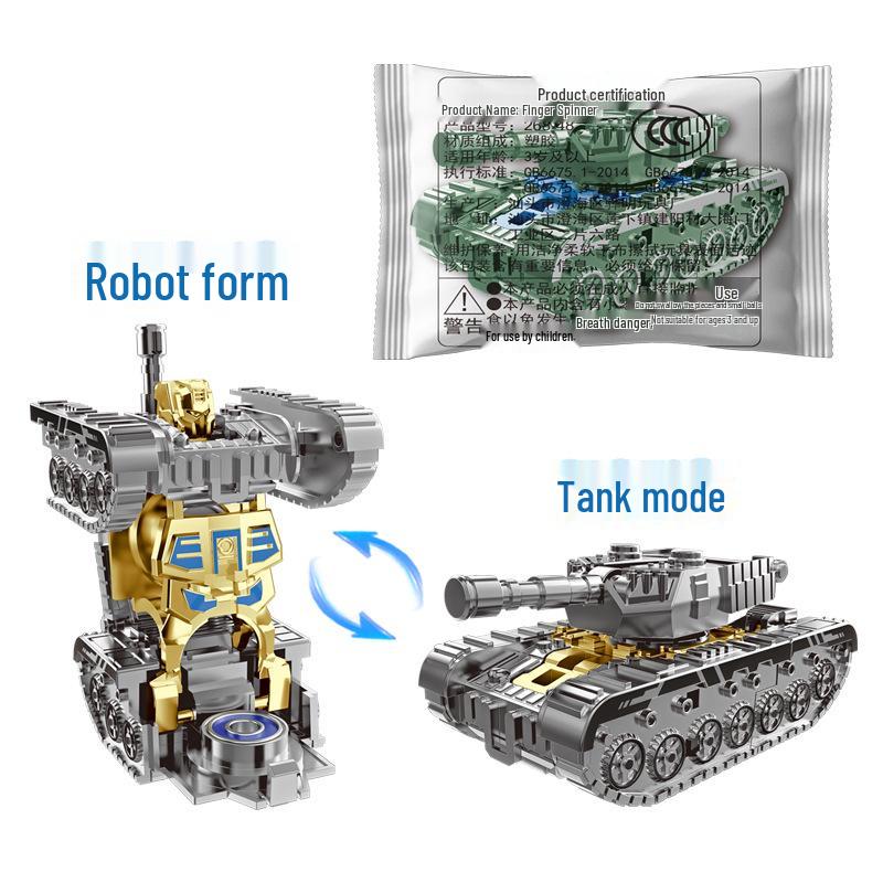 Children’s DIY Mecha Tank Transforming Finger Spinner Robot - Educational Decompression Toy