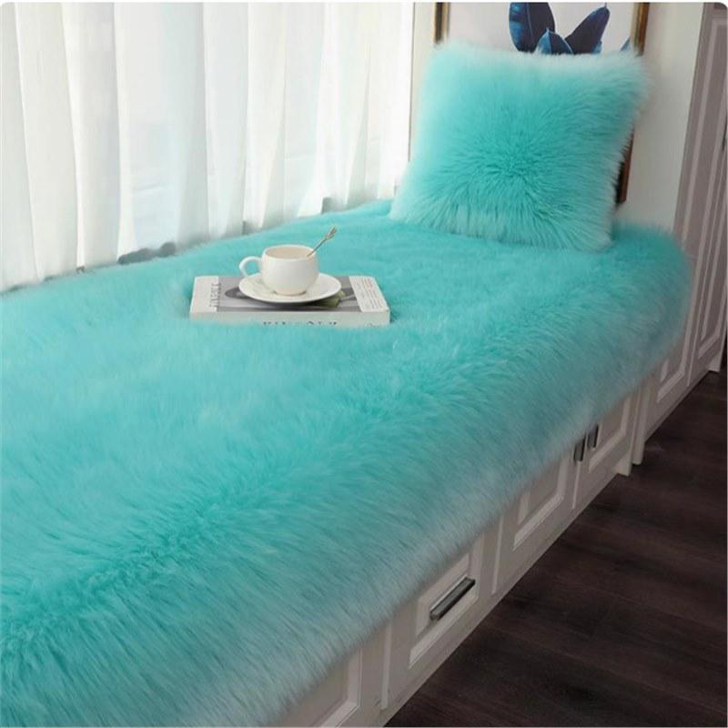 Plush White Faux Wool Rug for Bedroom, Living Room, and Bay Window.