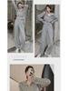 Completo Due Pezzi da Donna Cardigan con Zip Dimagrante e Pantaloni a Gamba Larga per Primavera e Autunno