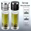 Press-To-Open Double-Layer Glass Cup with Tea and Water Separation for Men