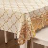 Waterproof Tablecloth Household Rectangular Oilproof PVC Plastic Tablecloth Golden Bronzing Printing Table Cover Table Mat Nappe