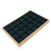 24 Fächer Schmucktablett Holz Armband Halskette Display Aufbewahrungsorganizer für Schaufenster Schublade Grün