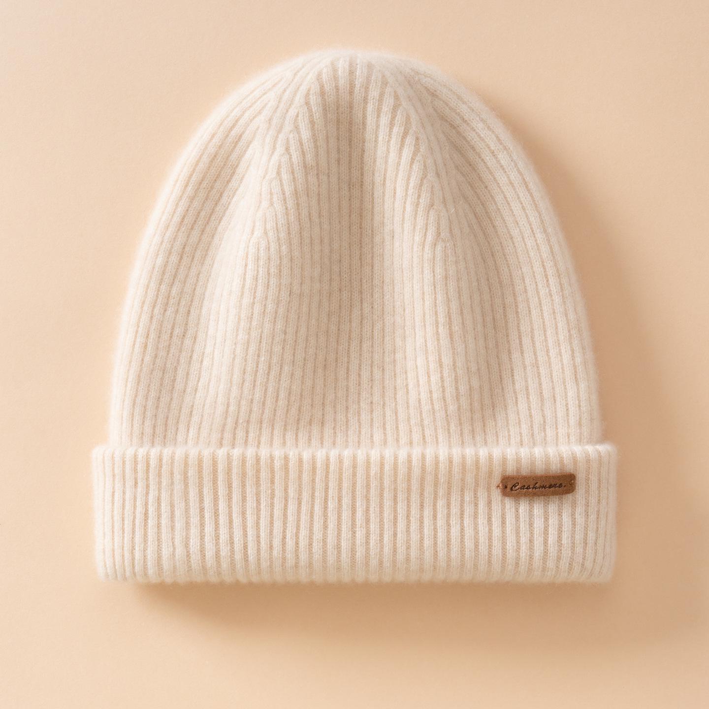 Unisex 100% Pure Cashmere Knit Hat - Winter Warmth for Outdoor Use One Size