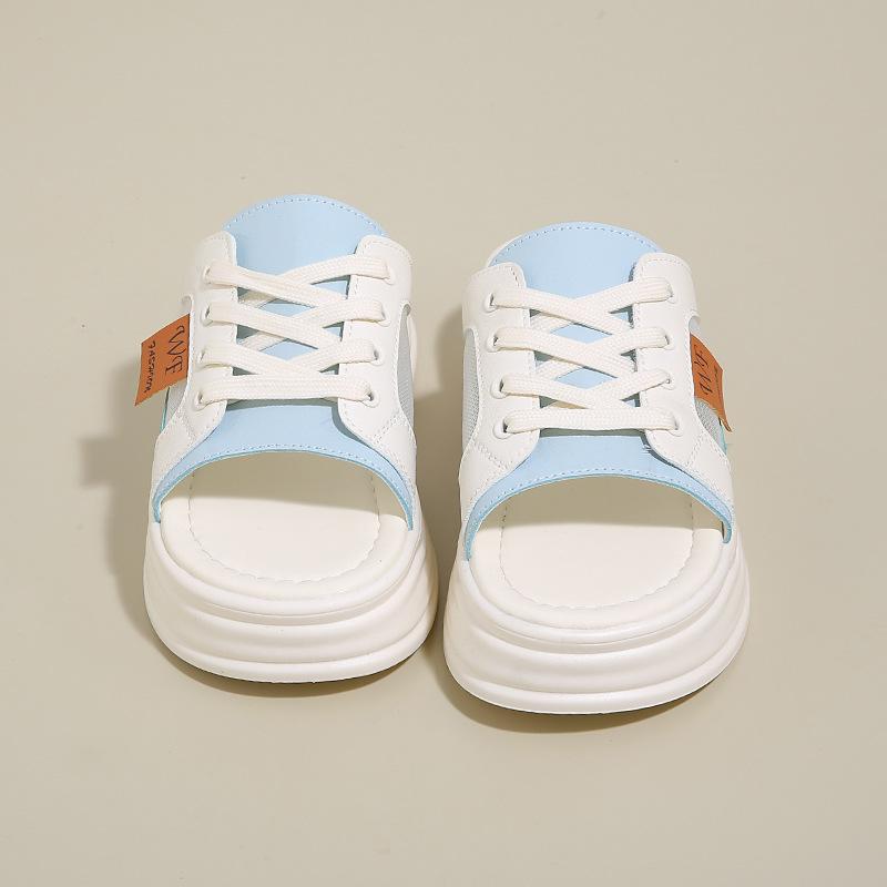 2025 summer new half slippers women's outer shoes casual one-pedal lazy thin-soled white shoes women