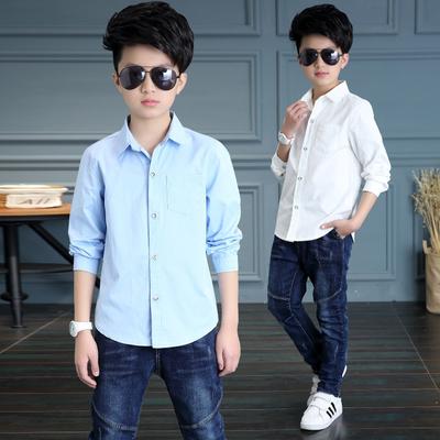 Spring Boys' Shirts, Children's Long-sleeved Bottoming Shirts, Solid Color Baby Shirts