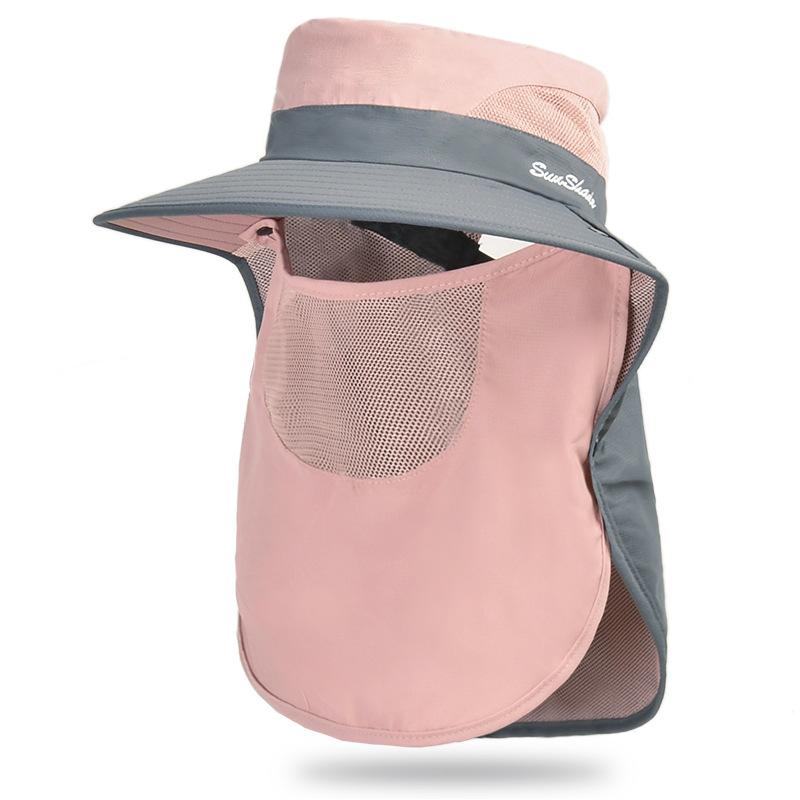 Summer Bucket Hat UV Protection Couple Shawl Fishing Hats Hollow Mesh Sun Protection Big Brim Caps Face Sunscreen Climbing Cap
