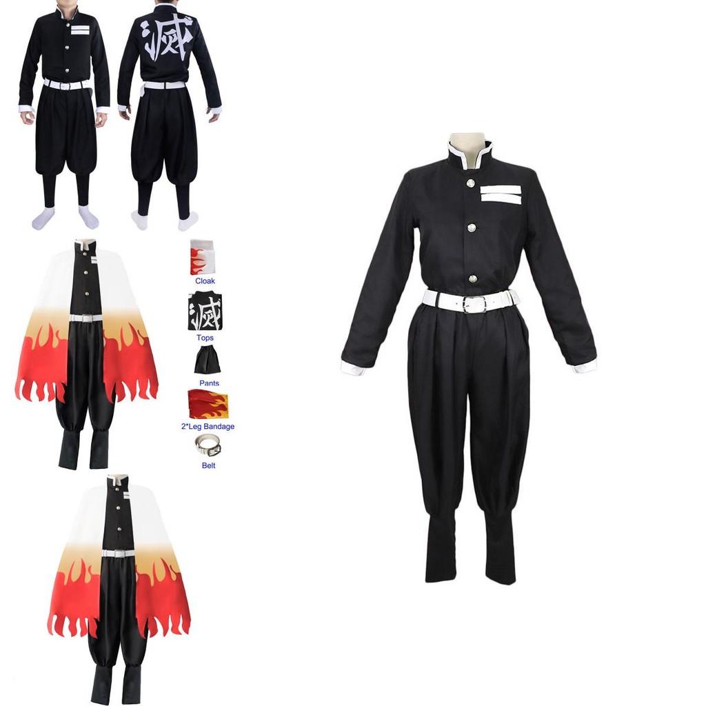 Hochwertiges Demon Slayer Kimetsu No Yaiba Rengoku Kyoujurou Cosplay Kostüm Kimono Robe Anzug Perfekt für Halloween und Partys