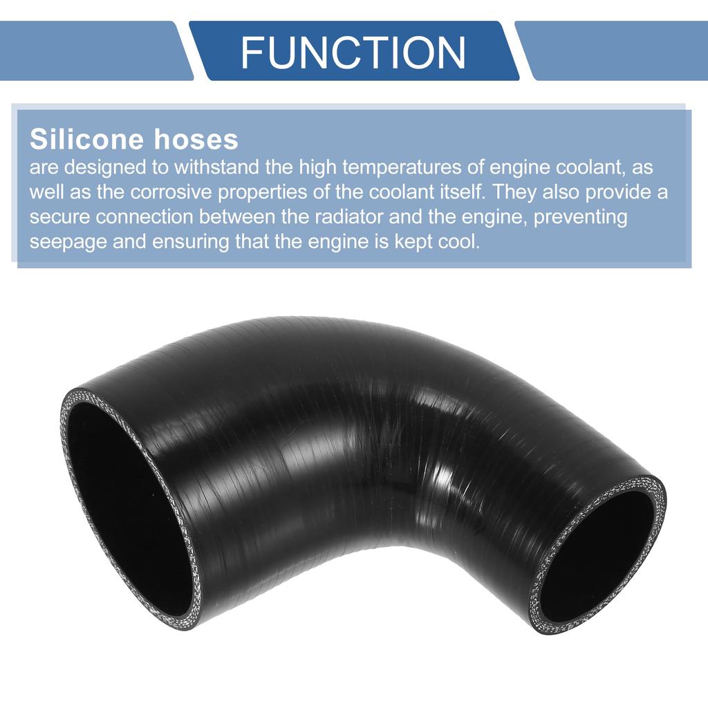 X AUTOHAUX 1 Stück Innendurchmesser 51-76mm/2.01"-2.99" Länge 102mm 4.02" 90 Grad Schwarz Auto