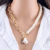 Vintage Bark Pearl Jewelry & Alloy Figure Square Pendant Necklace - Women's 2-Piece Set