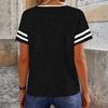 Women's Fashion V-neck Contrast Short Sleeve T-shirt Top