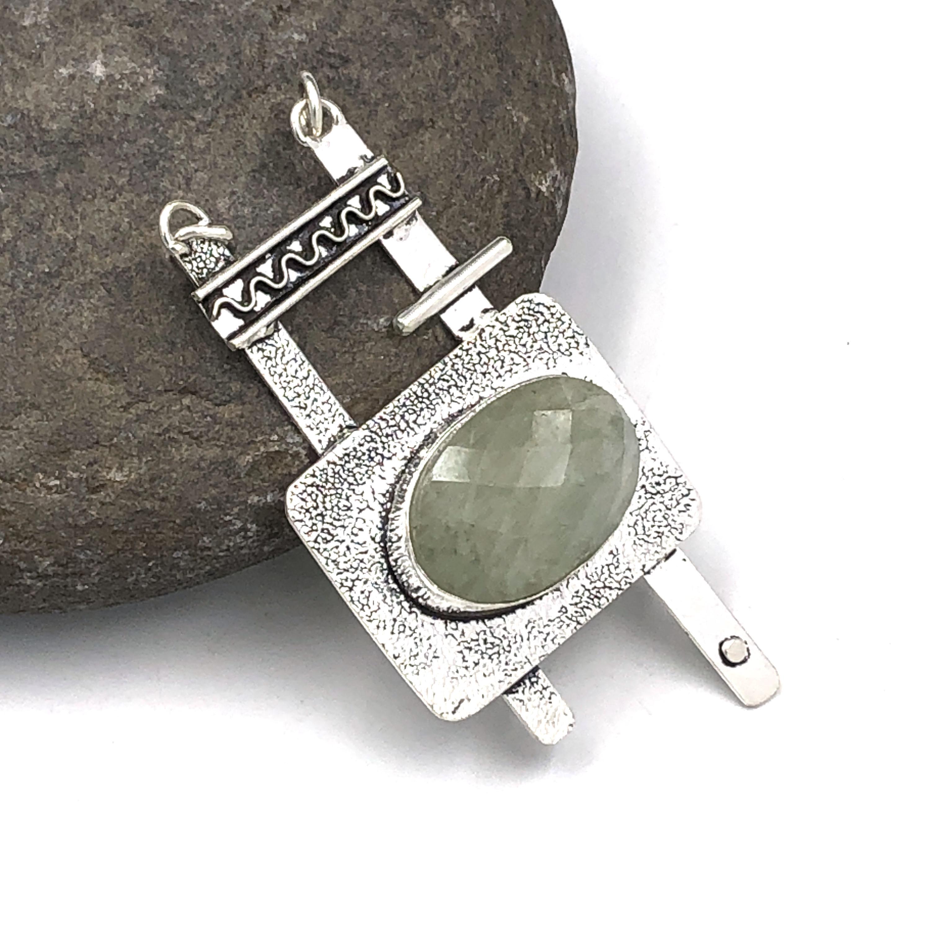 

Natural Faceted Aquamarine Gemstone 925 Sterling Silver Jewelry Pendant 2.81 AJP-130