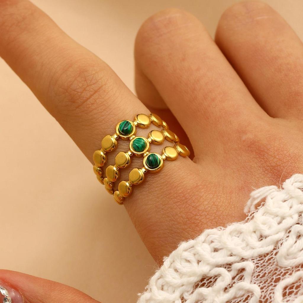 Vintage Turquoise Stainless Steel Open Finger Ring for Women