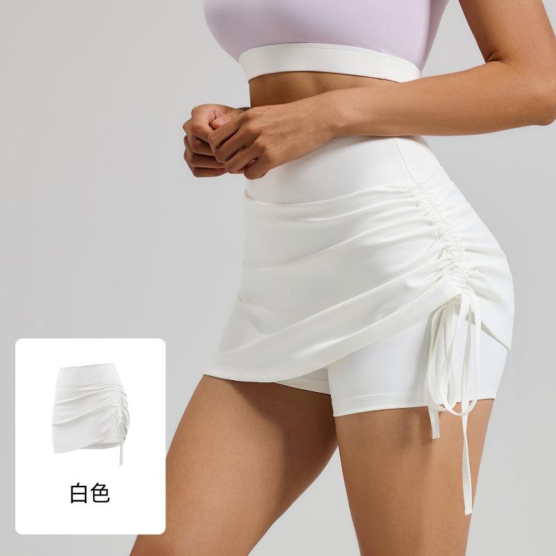 Women s White Ruched Drawstring High-Waist Tennis Skort S белый