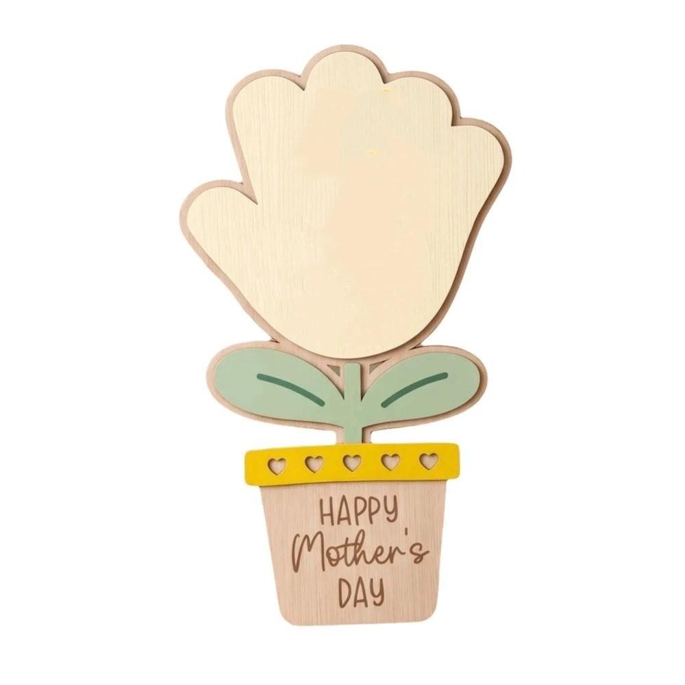 

Hand Painted DIY Handprint Sign Ornament Wooden Flower Craft Flower Table Decor Mother s Day Gift Style B